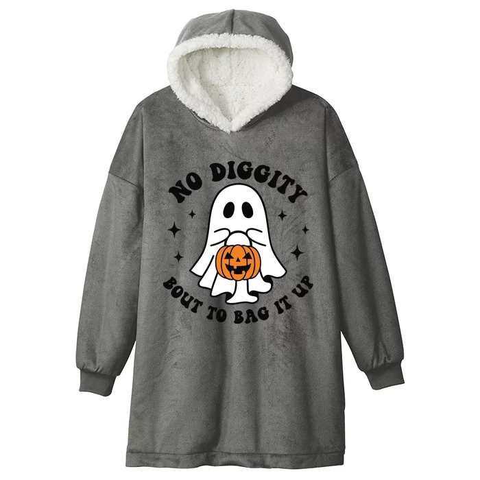 No Diggity Bout To Bag It Up Cute Retro Halloween Hooded Wearable Blanket