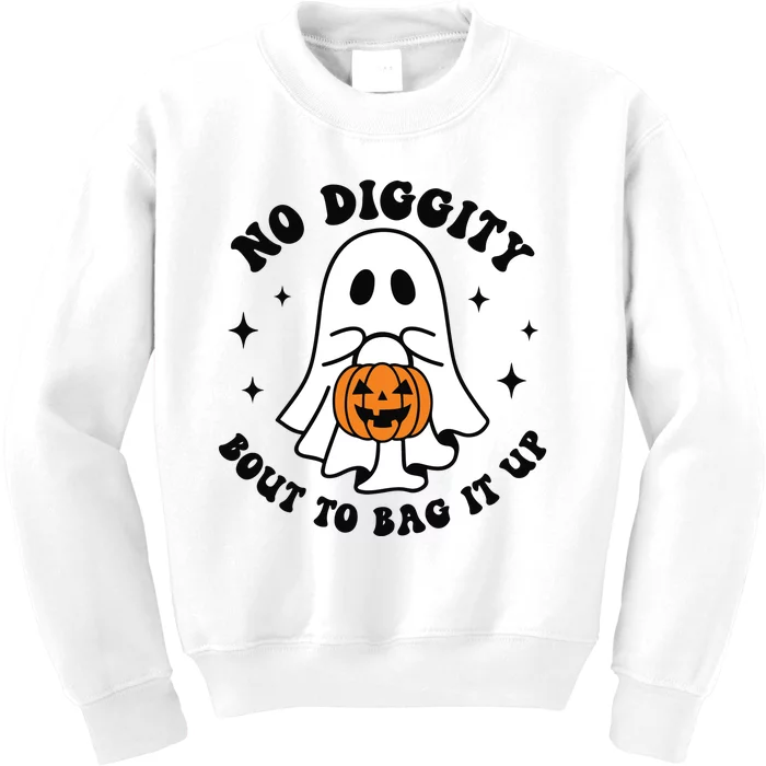 No Diggity Bout To Bag It Up Cute Retro Halloween Kids Sweatshirt