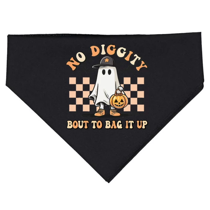 No Diggity Bout To Bag It Up Ghost Halloween USA-Made Doggie Bandana