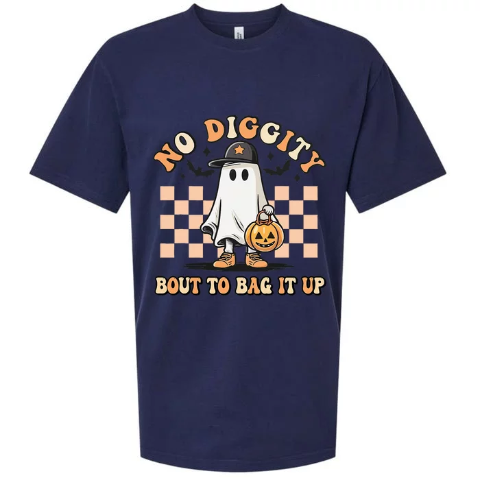 No Diggity Bout To Bag It Up Ghost Halloween Sueded Cloud Jersey T-Shirt