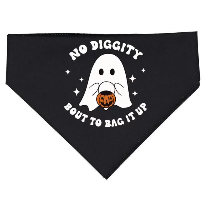 No Diggity Bout To Bag It Up Halloween Trick Or Treat Ghost USA-Made Doggie Bandana