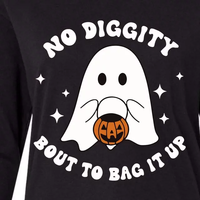 No Diggity Bout To Bag It Up Halloween Trick Or Treat Ghost Womens Cotton Relaxed Long Sleeve T-Shirt