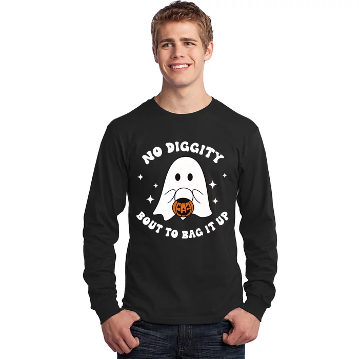 No Diggity Bout To Bag It Up Halloween Trick Or Treat Ghost Long Sleeve Shirt