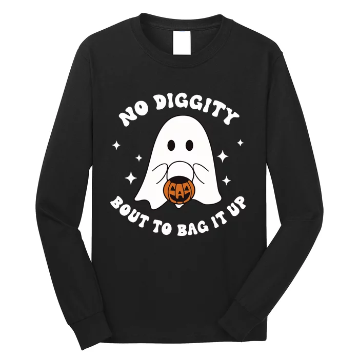 No Diggity Bout To Bag It Up Halloween Trick Or Treat Ghost Long Sleeve Shirt