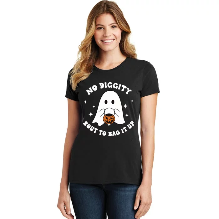 No Diggity Bout To Bag It Up Halloween Trick Or Treat Ghost Women's T-Shirt