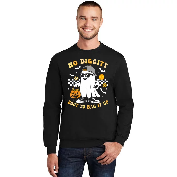 No Diggity Bout To Bag It Up Retro Ghost Halloween Sweatshirt