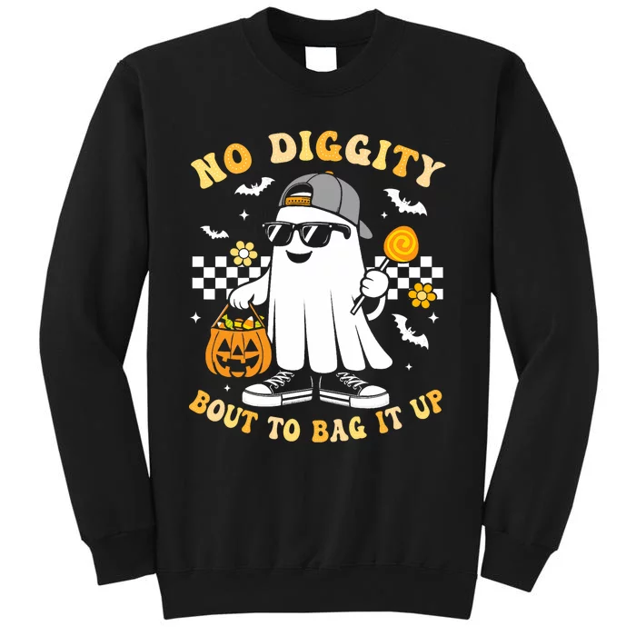 No Diggity Bout To Bag It Up Retro Ghost Halloween Sweatshirt