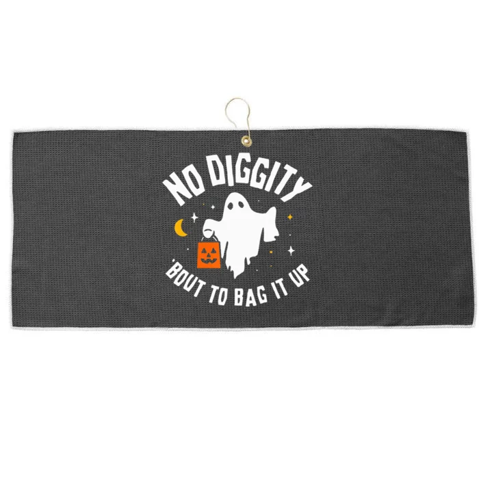 No Diggity Bout To Bag It Up Cute Ghost Halloween Candy Large Microfiber Waffle Golf Towel