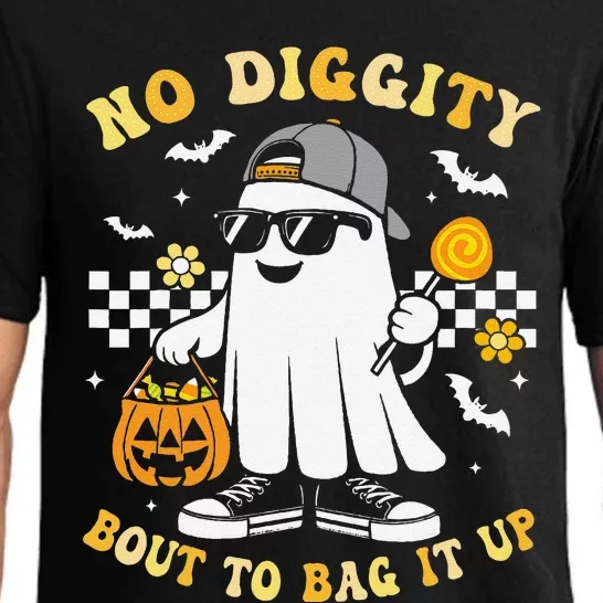 No Diggity Bout To Bag It Up Retro Ghost Halloween Gift Pajama Set