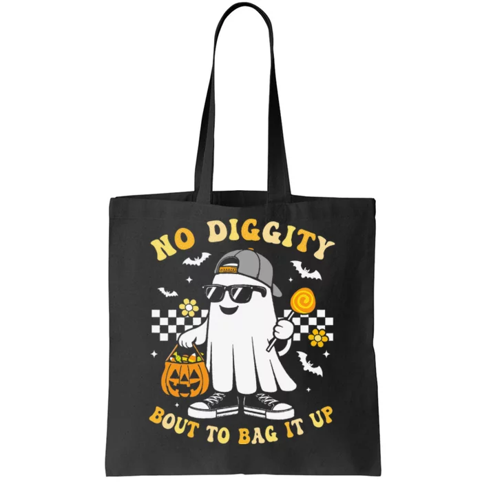 No Diggity Bout To Bag It Up Retro Ghost Halloween Gift Tote Bag