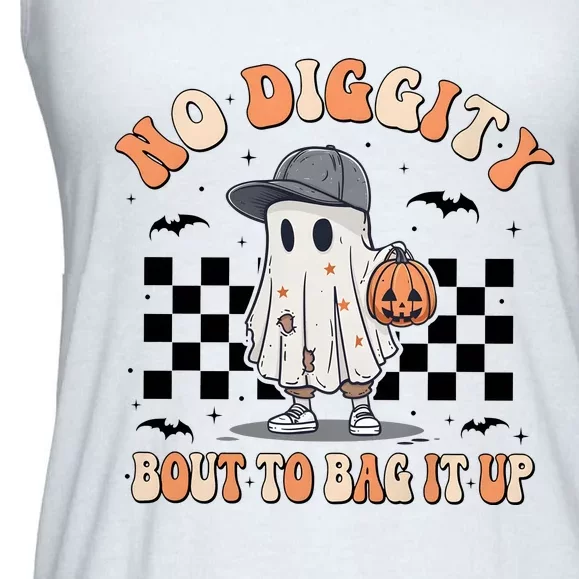 No Diggity Bout To Bag It Up Cute Ghost Ghoul Halloween Ladies Essential Flowy Tank