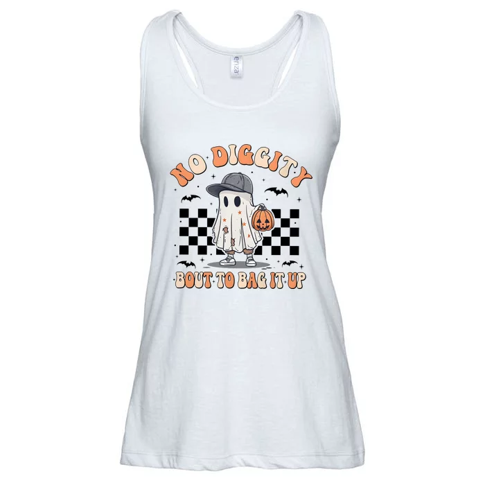 No Diggity Bout To Bag It Up Cute Ghost Ghoul Halloween Ladies Essential Flowy Tank