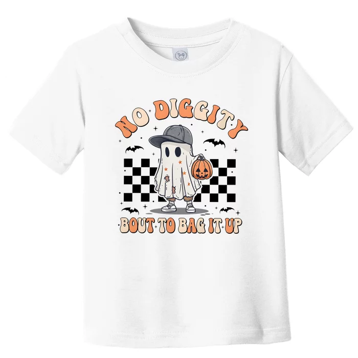 No Diggity Bout To Bag It Up Cute Ghost Ghoul Halloween Toddler T-Shirt