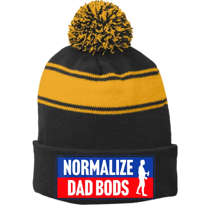 Normalize Dad Bods Stripe Pom Pom Beanie