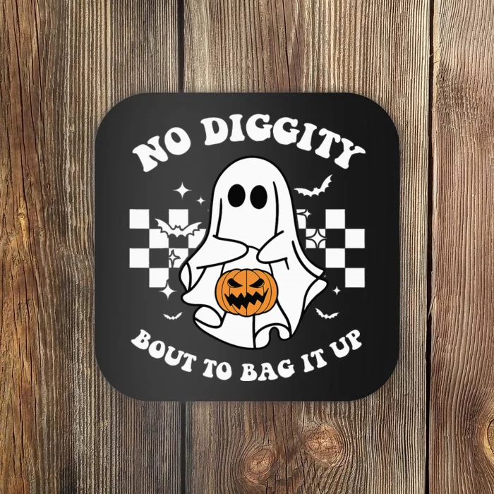 No Diggity Bout to Bag It Up Cute Ghost Halloween Candy Coaster