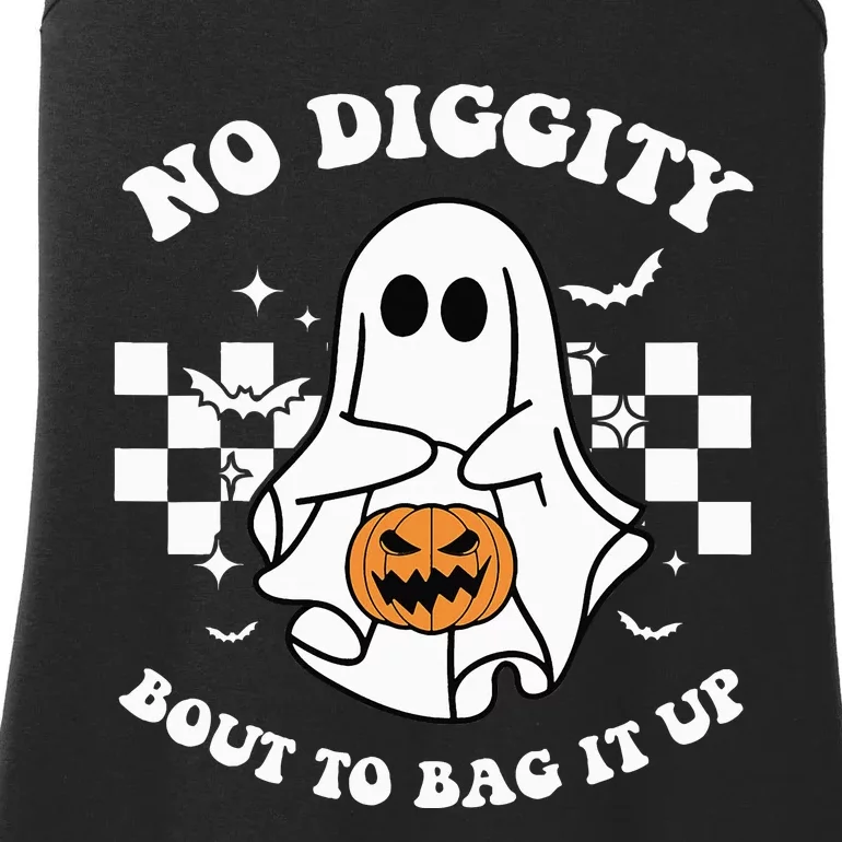 No Diggity Bout to Bag It Up Cute Ghost Halloween Candy Ladies Essential Tank