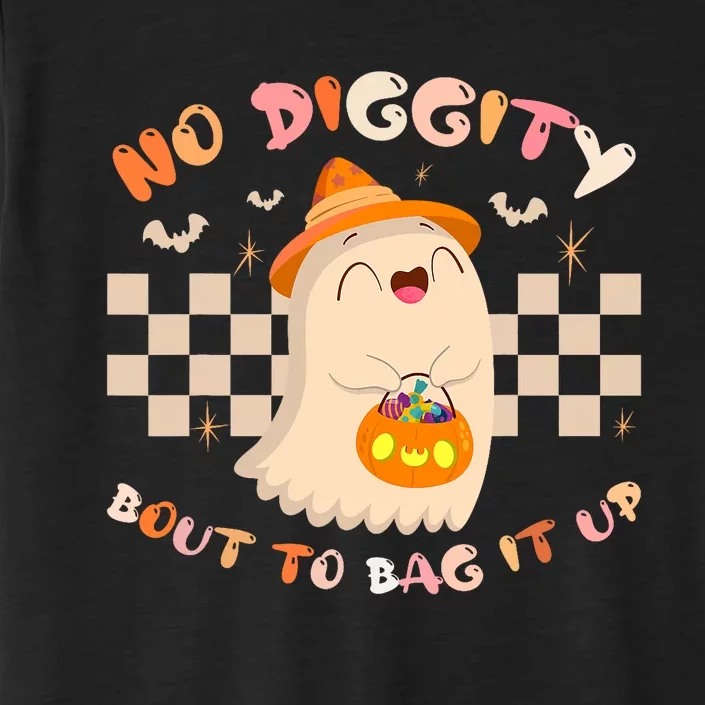 No Diggity Bout To Bag It Up Cute Ghost Halloween ChromaSoft Performance T-Shirt