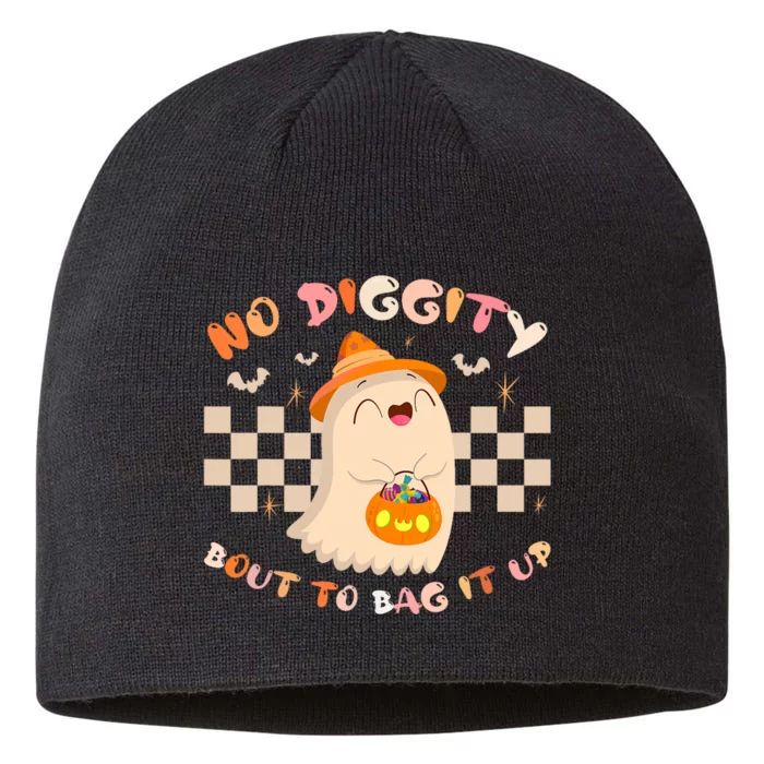 No Diggity Bout To Bag It Up Cute Ghost Halloween 8 1/2in Sustainable Knit Beanie