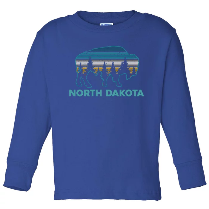 North Dakota Bison Vintage American Buffalo Souvenir Gift Toddler Long Sleeve Shirt