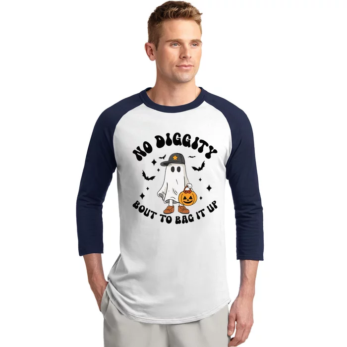 No Diggity Bout To Bag It Up Ghost Halloween Baseball Sleeve Shirt