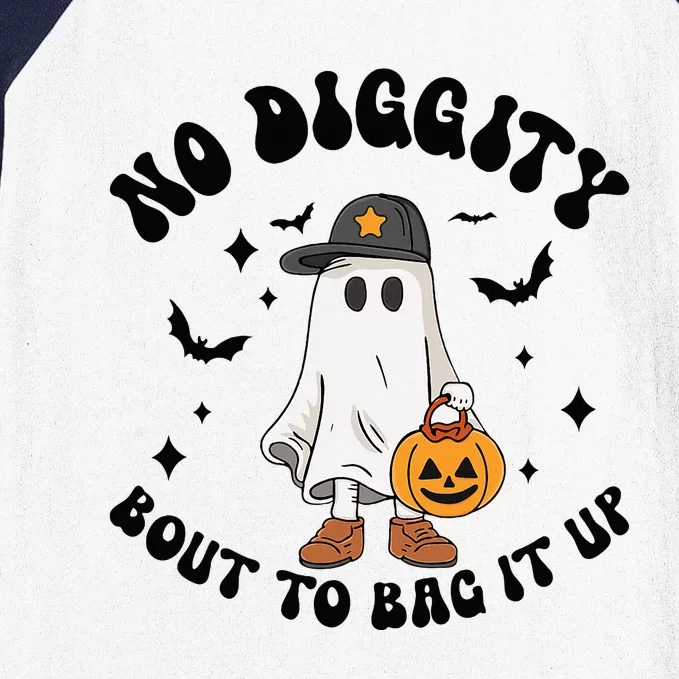 No Diggity Bout To Bag It Up Ghost Halloween Baseball Sleeve Shirt