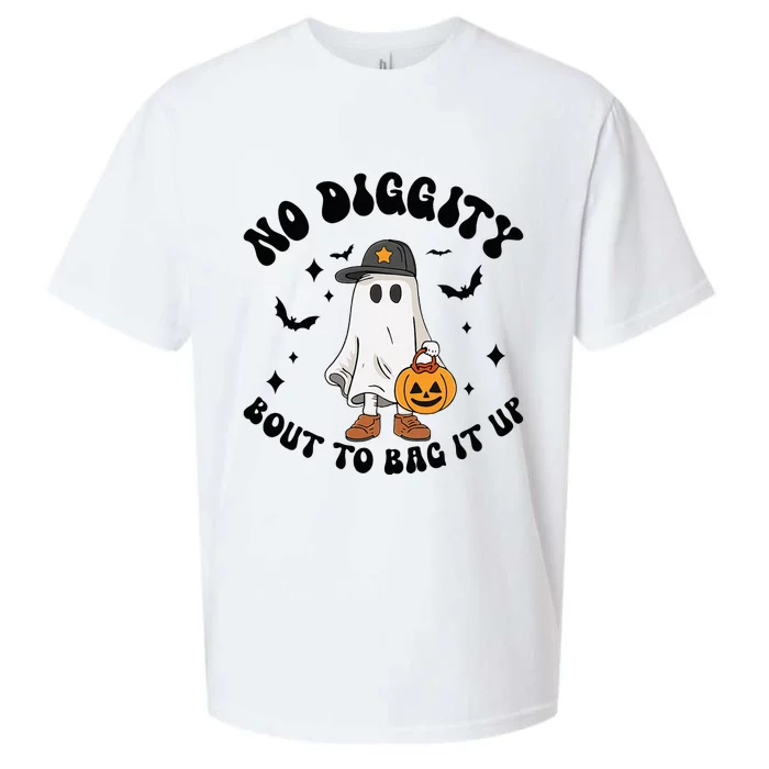 No Diggity Bout To Bag It Up Ghost Halloween Sueded Cloud Jersey T-Shirt