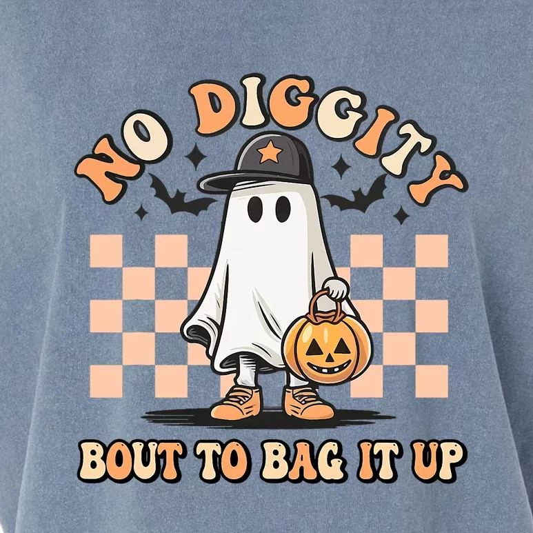 No Diggity Bout To Bag It Up Ghost Halloween Garment-Dyed Women's Muscle Tee