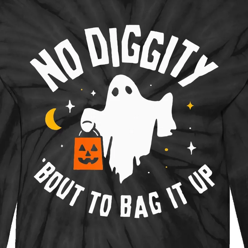 No Diggity Bout To Bag It Up Cute Ghost Halloween Candy Tie-Dye Long Sleeve Shirt