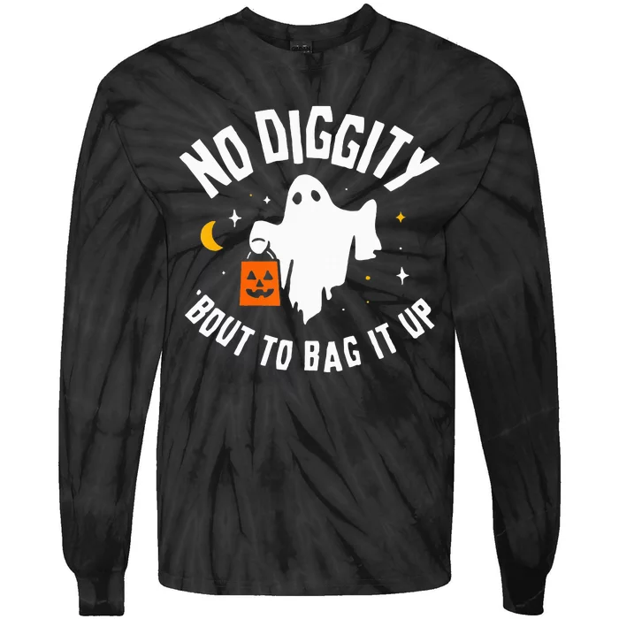 No Diggity Bout To Bag It Up Cute Ghost Halloween Candy Tie-Dye Long Sleeve Shirt