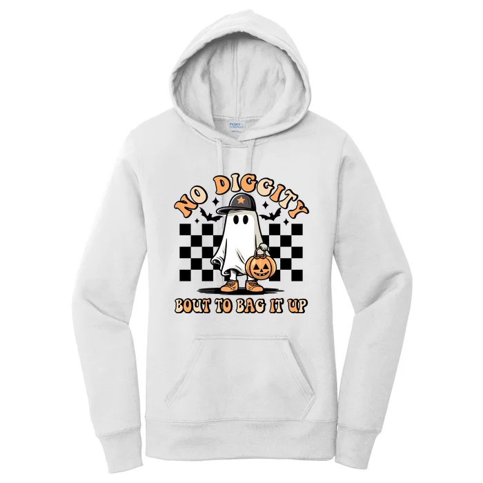 No Diggity Bout To Bag It Up Ghost Halloween Women's Pullover Hoodie