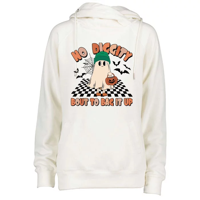 No Diggity Bout To Bag It Up Ghost Halloween Spooky Season Womens Funnel Neck Pullover Hood