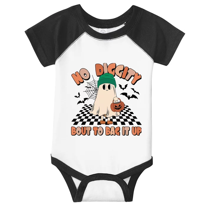 No Diggity Bout To Bag It Up Ghost Halloween Spooky Season Infant Baby Jersey Bodysuit