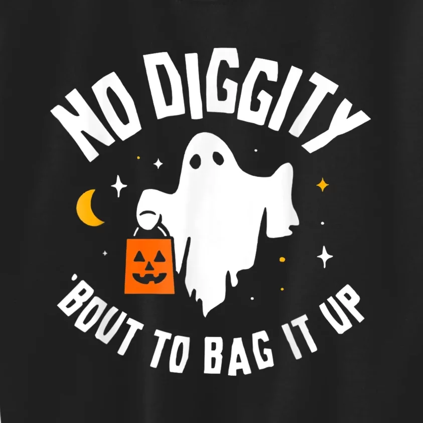 No Diggity Bout To Bag It Up Cute Ghost Halloween Candy Kids Sweatshirt