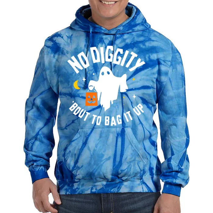 No Diggity Bout To Bag It Up Cute Ghost Halloween Candy Tie Dye Hoodie