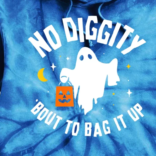 No Diggity Bout To Bag It Up Cute Ghost Halloween Candy Tie Dye Hoodie