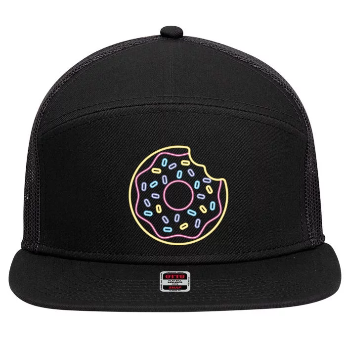 Neon Donut Bite 7 Panel Mesh Trucker Snapback Hat