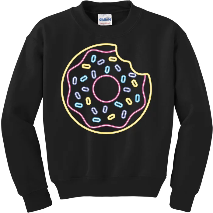 Neon Donut Bite Kids Sweatshirt