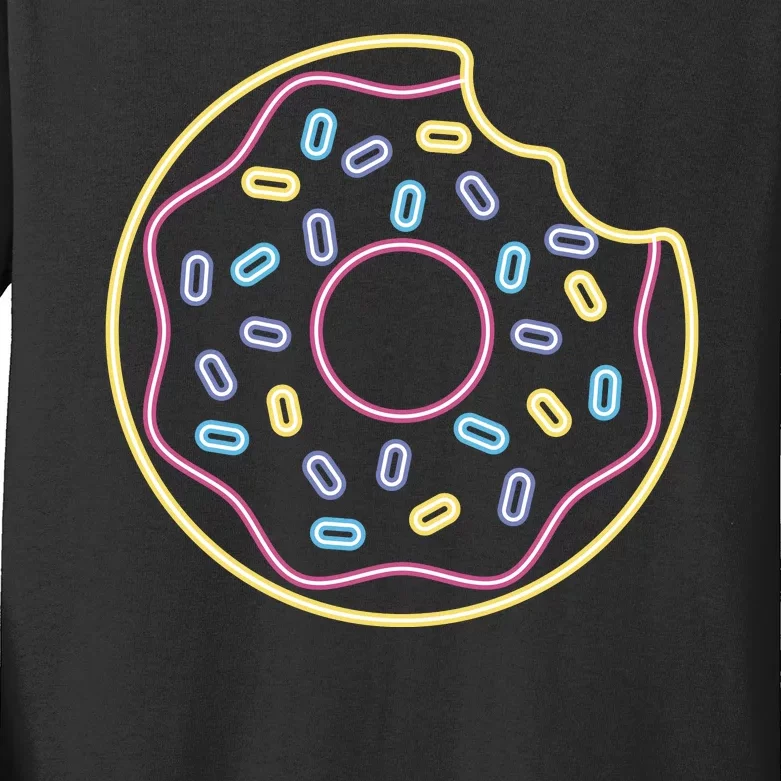 Neon Donut Bite Kids Long Sleeve Shirt