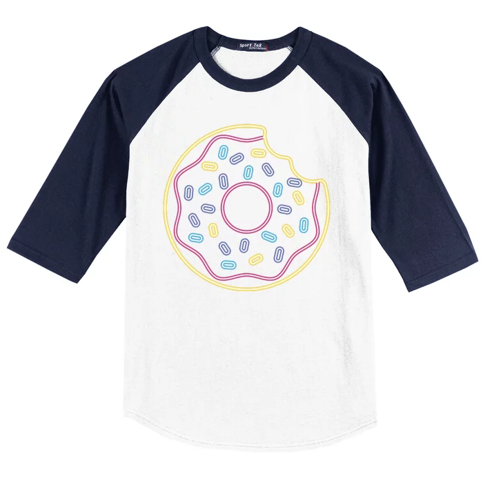 Neon Donut Bite Baseball Sleeve Shirt