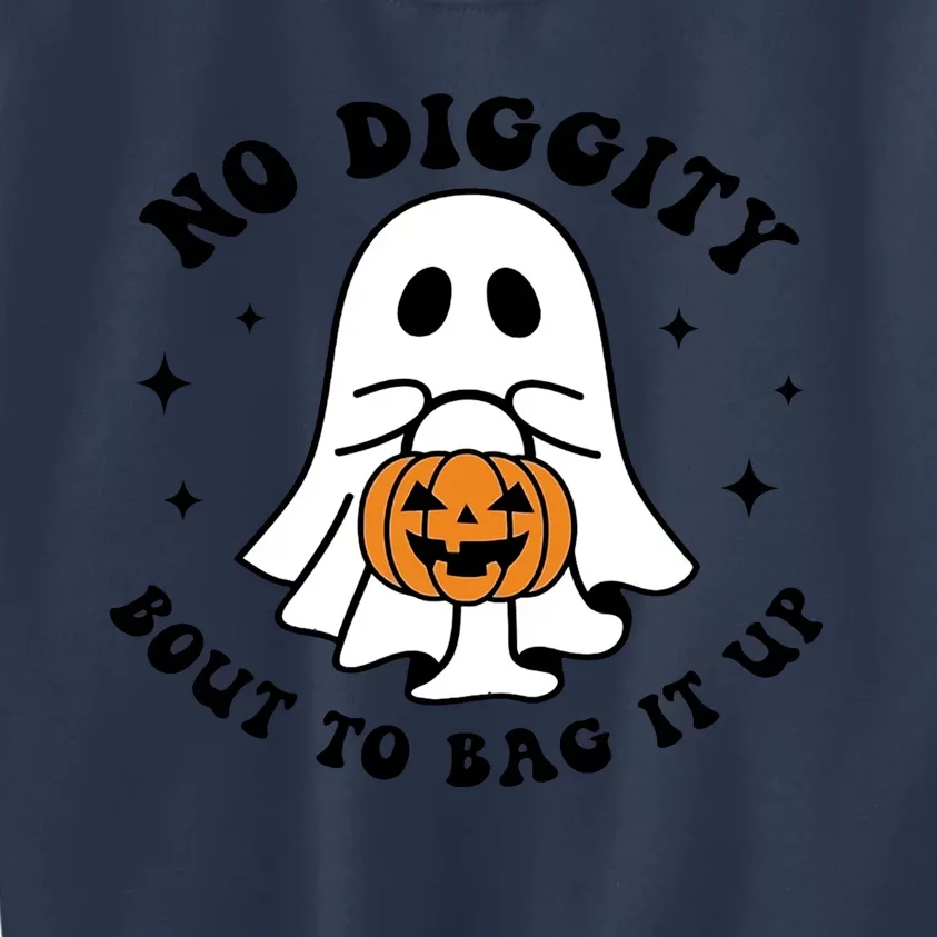 No Diggity Bout To Bag It Up Halloween Ghost Kids Sweatshirt