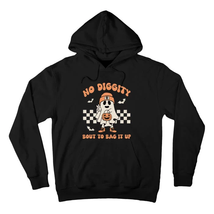 No Diggity Bout To Bag It Up Ghost Halloween Kids Tall Hoodie