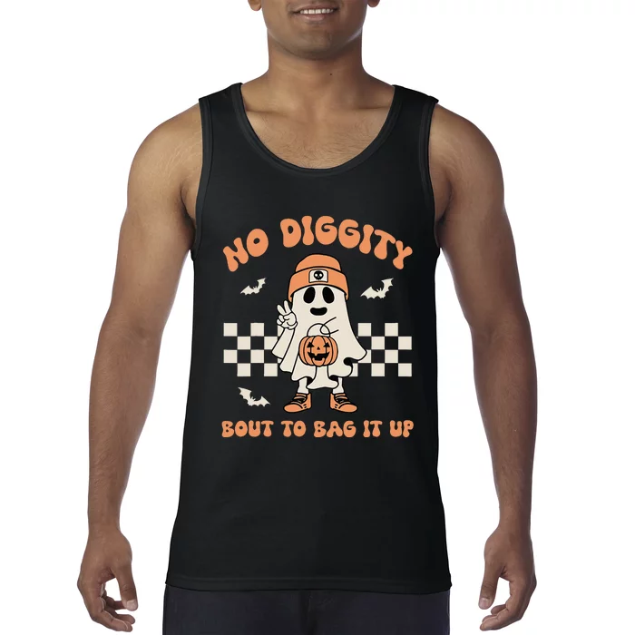 No Diggity Bout To Bag It Up Ghost Halloween Kids Tank Top