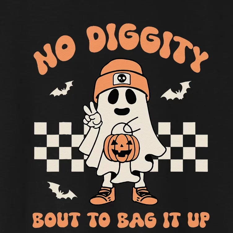 No Diggity Bout To Bag It Up Ghost Halloween Kids Women's Crop Top Tee