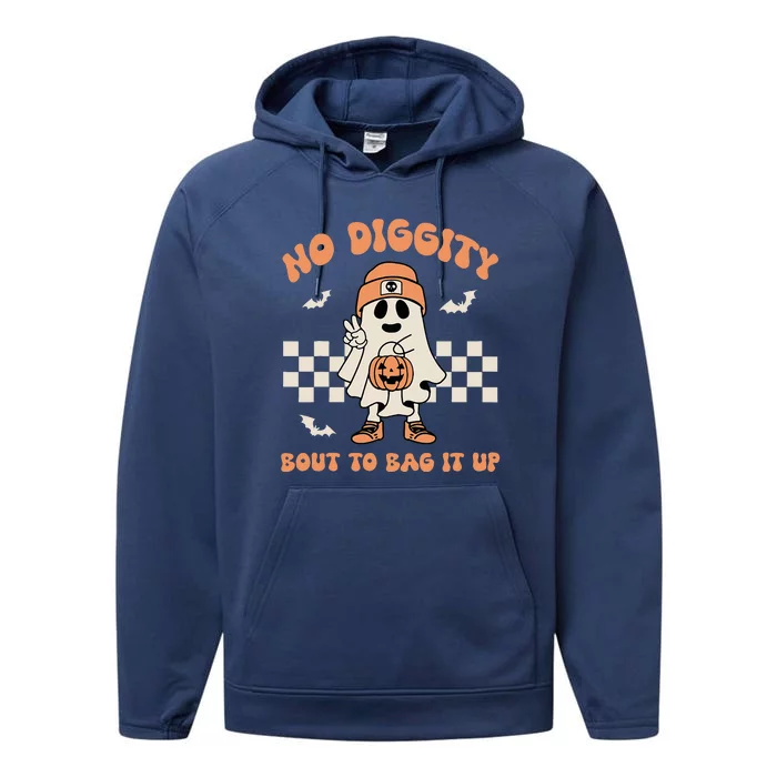 No Diggity Bout To Bag It Up Ghost Halloween Performance Fleece Hoodie