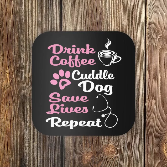 Nurse Dog Coffee Hoodie Cute Paw Print For A Nurse Dog Mom Coaster