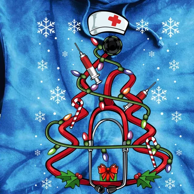 Nurse Doctor Christmas Tree Stethoscope Medical Merry Xmas Cool Gift Tie Dye Hoodie