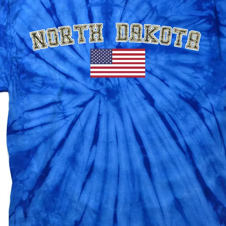 North Dakota Camo University College State American Flag Gift Tie-Dye T-Shirt