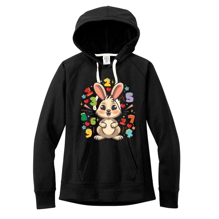 Number Day Childrens Cute Bunny Rabbit Numbers Customers Women's Fleece Hoodie