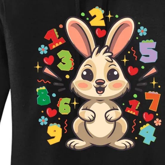 Number Day Childrens Cute Bunny Rabbit Numbers Customers Women's Pullover Hoodie