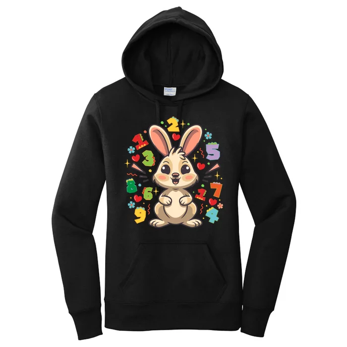 Number Day Childrens Cute Bunny Rabbit Numbers Customers Women's Pullover Hoodie